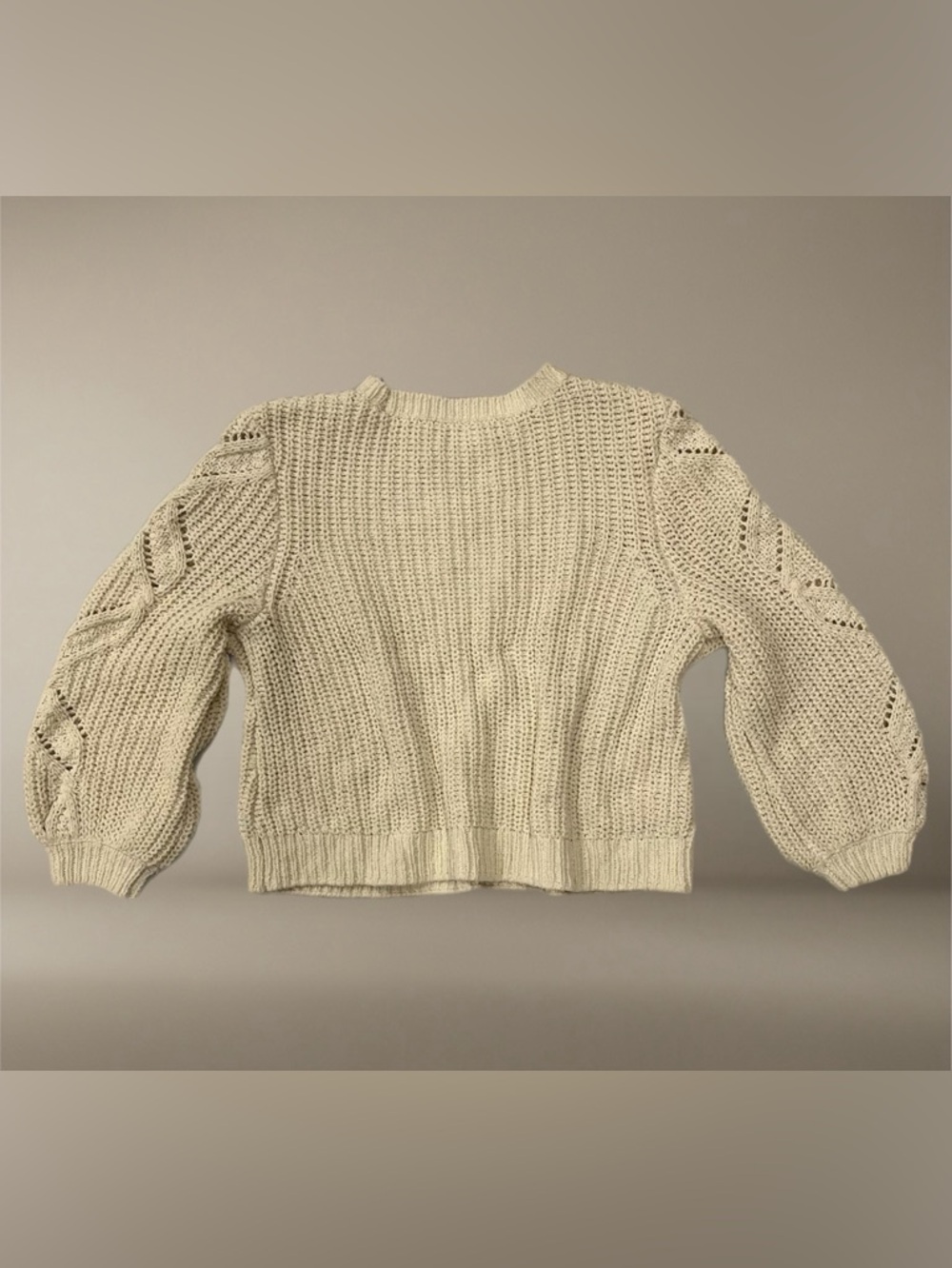 🎞️ Maurices Cream Crewneck Cable Knit Pullover Sweater | Women’s Sz Sm - Picture 3 of 7